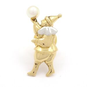 Mikimoto Brooch 18K Yellow Gold Pt950 Cream Pearl